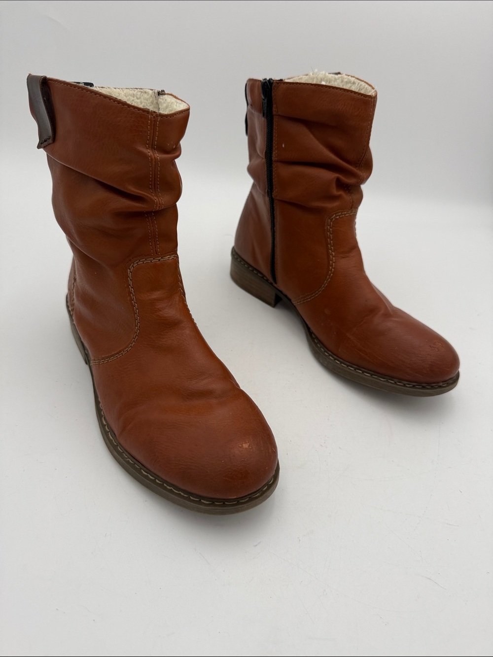 Rieker Brown Faux-Leather Winter Boots women 40 casual fall winter Y2K casual